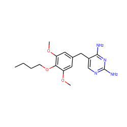 CCCCOc1c(OC)cc(Cc2cnc(N)nc2N)cc1OC ZINC000028007478