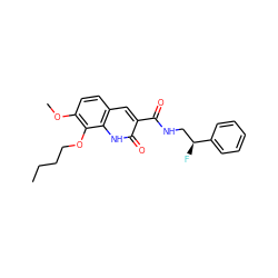 CCCCOc1c(OC)ccc2cc(C(=O)NC[C@H](F)c3ccccc3)c(=O)[nH]c12 ZINC000072178966