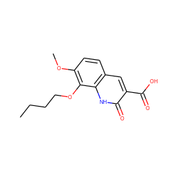 CCCCOc1c(OC)ccc2cc(C(=O)O)c(=O)[nH]c12 ZINC000072178530