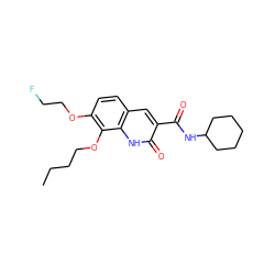 CCCCOc1c(OCCF)ccc2cc(C(=O)NC3CCCCC3)c(=O)[nH]c12 ZINC000049047641