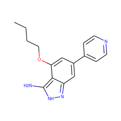 CCCCOc1cc(-c2ccncc2)cc2n[nH]c(N)c12 ZINC000063539950