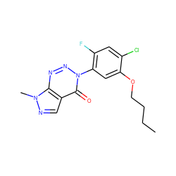 CCCCOc1cc(-n2nnc3c(cnn3C)c2=O)c(F)cc1Cl ZINC000103287036