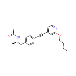 CCCCOc1cc(C#Cc2ccc(C[C@@H](C)NC(C)=O)cc2)ccn1 ZINC000113411363