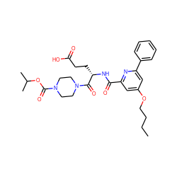 CCCCOc1cc(C(=O)N[C@@H](CCC(=O)O)C(=O)N2CCN(C(=O)OC(C)C)CC2)nc(-c2ccccc2)c1 ZINC000043016989