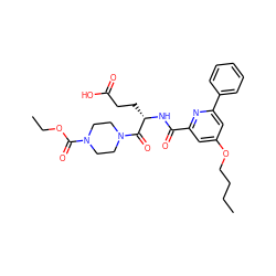 CCCCOc1cc(C(=O)N[C@@H](CCC(=O)O)C(=O)N2CCN(C(=O)OCC)CC2)nc(-c2ccccc2)c1 ZINC000043013854