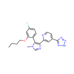 CCCCOc1cc(F)ccc1-c1c(-c2cc(-c3nn[nH]n3)ccn2)ncn1C ZINC000225941636