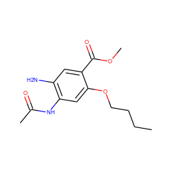 CCCCOc1cc(NC(C)=O)c(N)cc1C(=O)OC ZINC000040431355