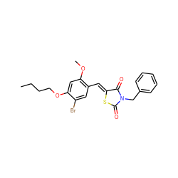 CCCCOc1cc(OC)c(/C=C2\SC(=O)N(Cc3ccccc3)C2=O)cc1Br ZINC000299840506