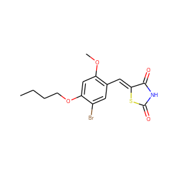 CCCCOc1cc(OC)c(/C=C2\SC(=O)NC2=O)cc1Br ZINC000299835937