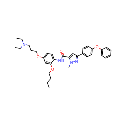 CCCCOc1cc(OCCCN(CC)CC)ccc1NC(=O)c1cc(-c2ccc(Oc3ccccc3)cc2)nn1C ZINC000169312784