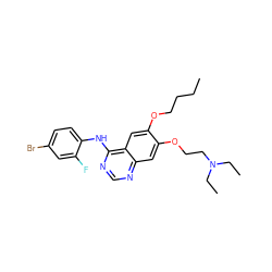 CCCCOc1cc2c(Nc3ccc(Br)cc3F)ncnc2cc1OCCN(CC)CC ZINC000084634473