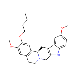 CCCCOc1cc2c(cc1OC)CCN1Cc3[nH]c4ccc(OC)cc4c3C[C@H]21 ZINC001772592825