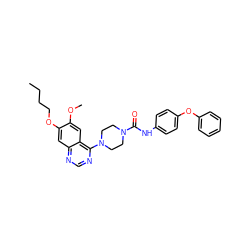 CCCCOc1cc2ncnc(N3CCN(C(=O)Nc4ccc(Oc5ccccc5)cc4)CC3)c2cc1OC ZINC000013528741