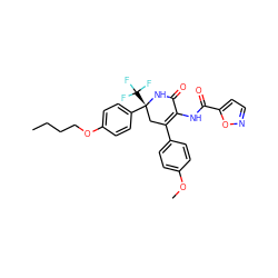 CCCCOc1ccc([C@@]2(C(F)(F)F)CC(c3ccc(OC)cc3)=C(NC(=O)c3ccno3)C(=O)N2)cc1 ZINC001772621741