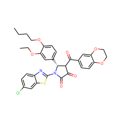 CCCCOc1ccc([C@@H]2C(C(=O)c3ccc4c(c3)OCCO4)C(=O)C(=O)N2c2nc3ccc(Cl)cc3s2)cc1OCC ZINC000098046616