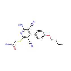 CCCCOc1ccc(-c2c(C#N)c(N)nc(SCC(N)=O)c2C#N)cc1 ZINC000020813912