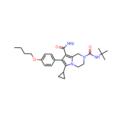 CCCCOc1ccc(-c2c(C(N)=O)c3n(c2C2CC2)CCN(C(=O)NC(C)(C)C)C3)cc1 ZINC001772628189