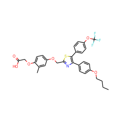 CCCCOc1ccc(-c2nc(COc3ccc(OCC(=O)O)c(C)c3)sc2-c2ccc(OC(F)(F)F)cc2)cc1 ZINC000049785878