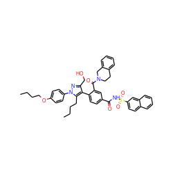 CCCCOc1ccc(-n2nc(CO)c(-c3ccc(C(=O)NS(=O)(=O)c4ccc5ccccc5c4)cc3C(=O)N3CCc4ccccc4C3)c2CCCC)cc1 ZINC000095551581