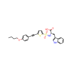 CCCCOc1ccc(C#Cc2ccc(S(=O)(=O)N[C@H](Cc3c[nH]c4ccccc34)C(=O)O)s2)cc1 ZINC000013797367