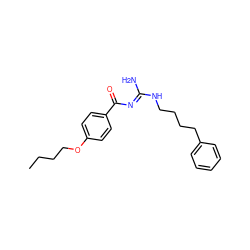 CCCCOc1ccc(C(=O)/N=C(\N)NCCCCc2ccccc2)cc1 ZINC000026940241