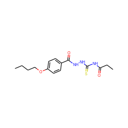 CCCCOc1ccc(C(=O)NNC(=S)NC(=O)CC)cc1 ZINC000002064447