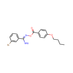 CCCCOc1ccc(C(=O)O/N=C(\N)c2cccc(Br)c2)cc1 ZINC000004831975