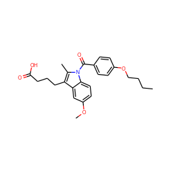 CCCCOc1ccc(C(=O)n2c(C)c(CCCC(=O)O)c3cc(OC)ccc32)cc1 ZINC000028376048