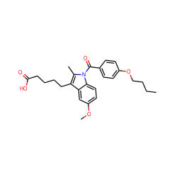 CCCCOc1ccc(C(=O)n2c(C)c(CCCCC(=O)O)c3cc(OC)ccc32)cc1 ZINC000028376304