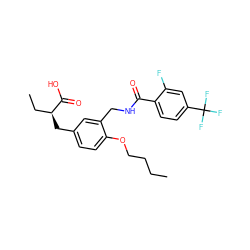 CCCCOc1ccc(C[C@@H](CC)C(=O)O)cc1CNC(=O)c1ccc(C(F)(F)F)cc1F ZINC000028652283