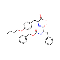 CCCCOc1ccc(C[C@H](NC(=O)[C@H](Cc2ccccc2)NC(=O)OCc2ccccc2)C(=O)O)cc1 ZINC000029314977