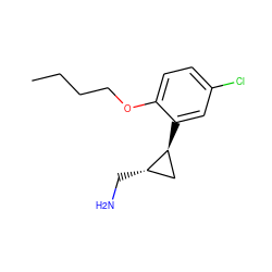 CCCCOc1ccc(Cl)cc1[C@H]1C[C@@H]1CN ZINC000299854433