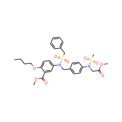 CCCCOc1ccc(N(Cc2ccc(N(CC(=O)OC)S(C)(=O)=O)cc2)S(=O)(=O)Cc2ccccc2)cc1C(=O)OC ZINC000653916365