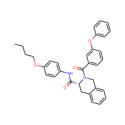 CCCCOc1ccc(NC(=O)[C@H]2Cc3ccccc3CN2C(=O)c2cccc(Oc3ccccc3)c2)cc1 ZINC000028476528