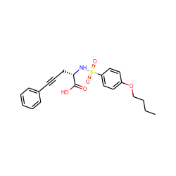 CCCCOc1ccc(S(=O)(=O)N[C@@H](CC#Cc2ccccc2)C(=O)O)cc1 ZINC000013862400