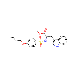 CCCCOc1ccc(S(=O)(=O)N[C@@H](Cc2c[nH]c3ccccc23)C(=O)OC)cc1 ZINC000012368216