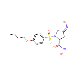 CCCCOc1ccc(S(=O)(=O)N2C/C(=N\O)C[C@@H]2C(=O)NO)cc1 ZINC000013803420