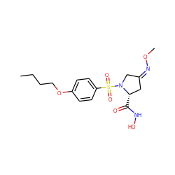 CCCCOc1ccc(S(=O)(=O)N2C/C(=N\OC)C[C@@H]2C(=O)NO)cc1 ZINC000003923934