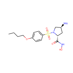 CCCCOc1ccc(S(=O)(=O)N2C[C@@H](N)C[C@@H]2C(=O)NO)cc1 ZINC000013835719