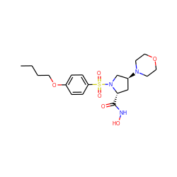 CCCCOc1ccc(S(=O)(=O)N2C[C@@H](N3CCOCC3)C[C@@H]2C(=O)NO)cc1 ZINC000013561003