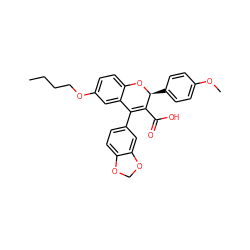 CCCCOc1ccc2c(c1)C(c1ccc3c(c1)OCO3)=C(C(=O)O)[C@H](c1ccc(OC)cc1)O2 ZINC000013473423