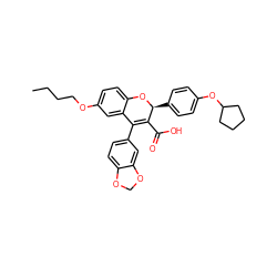 CCCCOc1ccc2c(c1)C(c1ccc3c(c1)OCO3)=C(C(=O)O)[C@H](c1ccc(OC3CCCC3)cc1)O2 ZINC000013473427