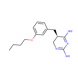 CCCCOc1cccc(C[C@@H]2CN=C(N)N=C2N)c1 ZINC000013757749