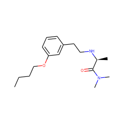 CCCCOc1cccc(CCN[C@@H](C)C(=O)N(C)C)c1 ZINC000141596832