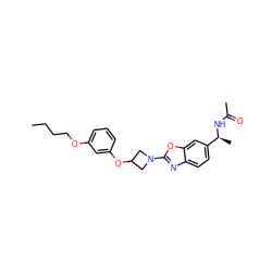 CCCCOc1cccc(OC2CN(c3nc4ccc([C@H](C)NC(C)=O)cc4o3)C2)c1 ZINC001772645044