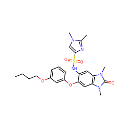 CCCCOc1cccc(Oc2cc3c(cc2NS(=O)(=O)c2cn(C)c(C)n2)n(C)c(=O)n3C)c1 ZINC000653726563