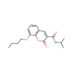 CCCCOc1cccc2cc(C(=O)NC(C)C)c(=O)oc12 ZINC000211043960