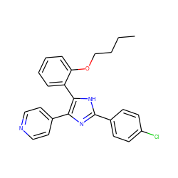 CCCCOc1ccccc1-c1[nH]c(-c2ccc(Cl)cc2)nc1-c1ccncc1 ZINC000026572930