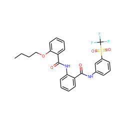 CCCCOc1ccccc1C(=O)Nc1ccccc1C(=O)Nc1cccc(S(=O)(=O)C(F)(F)F)c1 ZINC000199853122