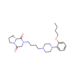 CCCCOc1ccccc1N1CCN(CCCCN2CC(=O)N3CCC[C@@H]3C2=O)CC1 ZINC000013861497